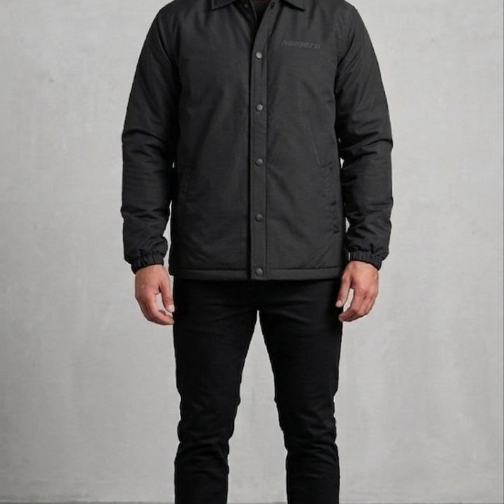 Erkek Yağmur İtici İç Astarlı Çıtçıtlı İç Cepli Dış Cepli Mevsimlik Mont - Siyah