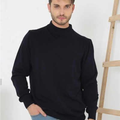 Erkek Yarım Balıkçı Yaka Triko Kazak - Lacivert