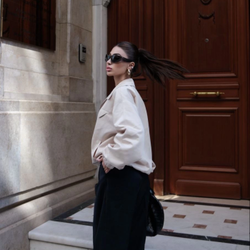 Fermuarlı Gömlek Yaka Bomber Ceket - Beyaz -