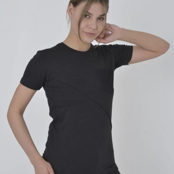 File Cepli Slim fit T-shirt - Siyah -
