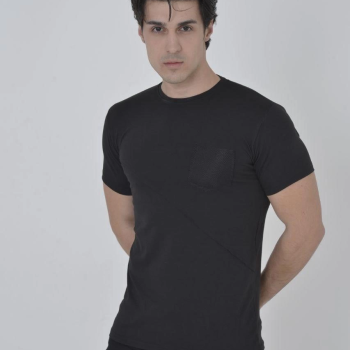 File Cepli Slim fit T-shirt - Siyah -