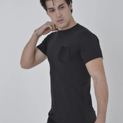 File Cepli Slim fit T-shirt - Siyah -