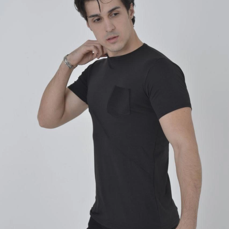 File Cepli Slim fit T-shirt - Siyah -