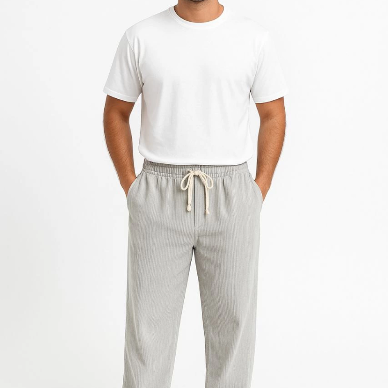 Fitilli Kadife Cepli Buggy Pantolon Oversize Rahat Kalıp - Gri