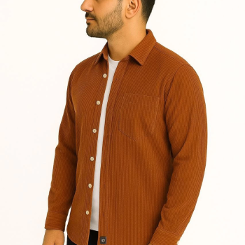 Fitilli Kadife Cepli Gömlek Oversize Rahat Kalıp - Kahverengi