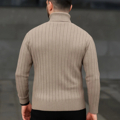 Fitilli Triko Kazak 2'li Set Bej Siyah