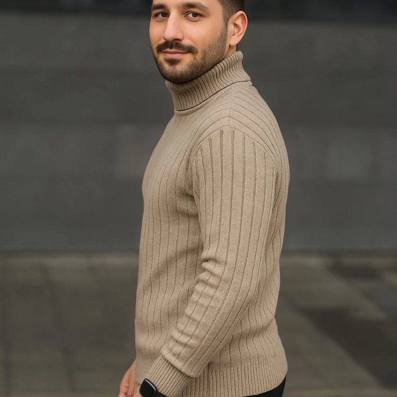 Fitilli Triko Kazak 2'li Set Bej Siyah