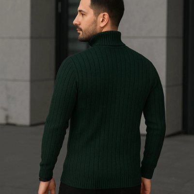 Fitilli Triko Kazak 3'lÜ Set Bej Haki Siyah Regular Balıkcı Yaka Tam Boğazlı Triko Seti Modeli Kazak