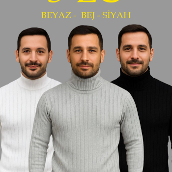 Fitilli Triko Kazak 3'lÜ Set Beyaz Gri Siyah