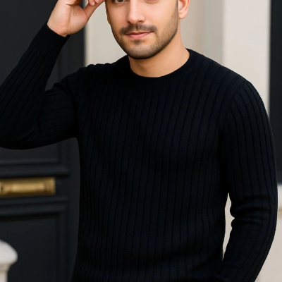 Fitilli Triko Kazak 4’lü Set – Beyaz, Bordo, Gri, Siyah | Kalın Dokuma Pamuklu Regular Fit Bisiklet Yaka Uzun Kollu Kışlık ve Baharlık Rahat Triko Kombini