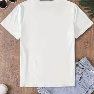 Fiyonk Ön Arka Baskılı Oversize Bisiklet Yaka T-shirt Yazlık - Beyaz -