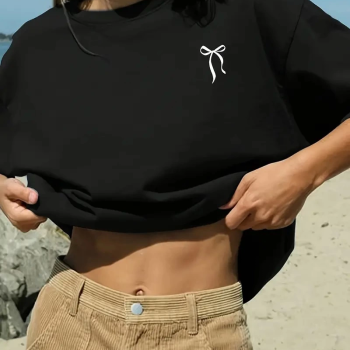 fiyonk Ön Arka baskılı siyah oversize   Kısa Kol t-shirt- Siyah -