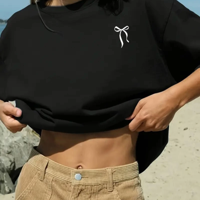 fiyonk Ön Arka baskılı siyah oversize   Kısa Kol t-shirt- Siyah -