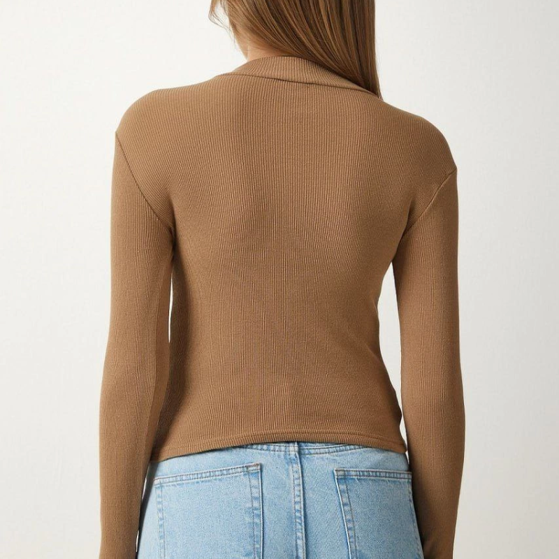 Full Likralı Fitilli Kaşkorse Body - Kahve -