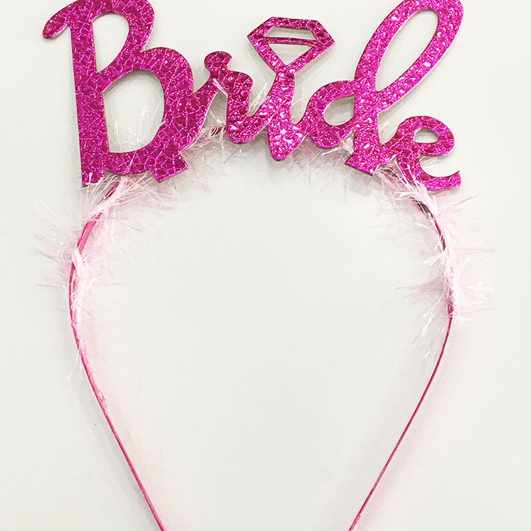 Fuşya Renk Bekarlığa Veda İtalik Yazı Alyanslı Bride Taç