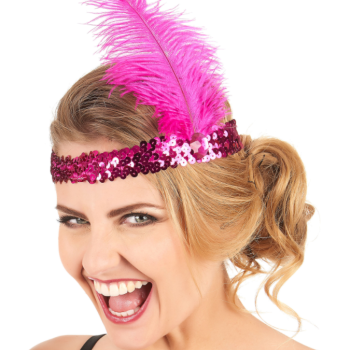 Fuşya Renk Çarliston Saç Bandı