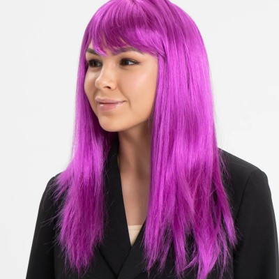 Fuşya Renk Düz Kesim Peruk