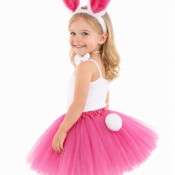 Fuşya Tavşan Kostüm Seti Kız Çocuk – Tütü Etek, Taç, Papyon, Ponpon