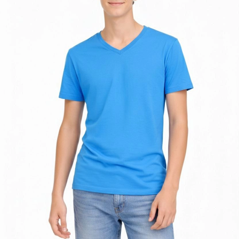 Genç Erkek Çocuk V Yaka Tişört Model - Açık Mavi