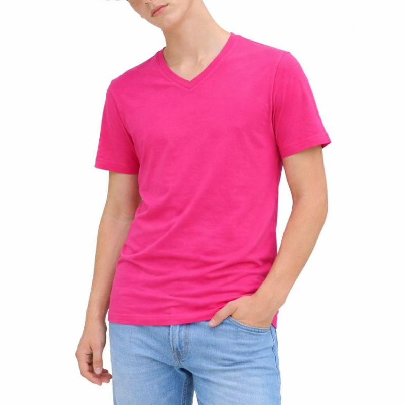 Genç Erkek Çocuk V Yaka Tişört Model - Pembe