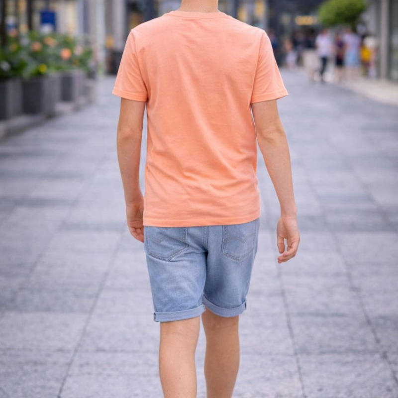 Genç Erkek Çocuk V Yaka Tişört Model - Toz Pembe