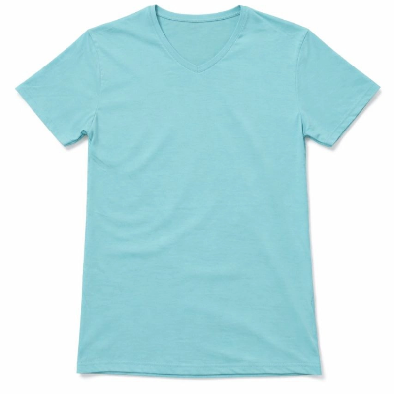 Genç Erkek Çocuk V Yaka Tişört Model - Turkuvaz