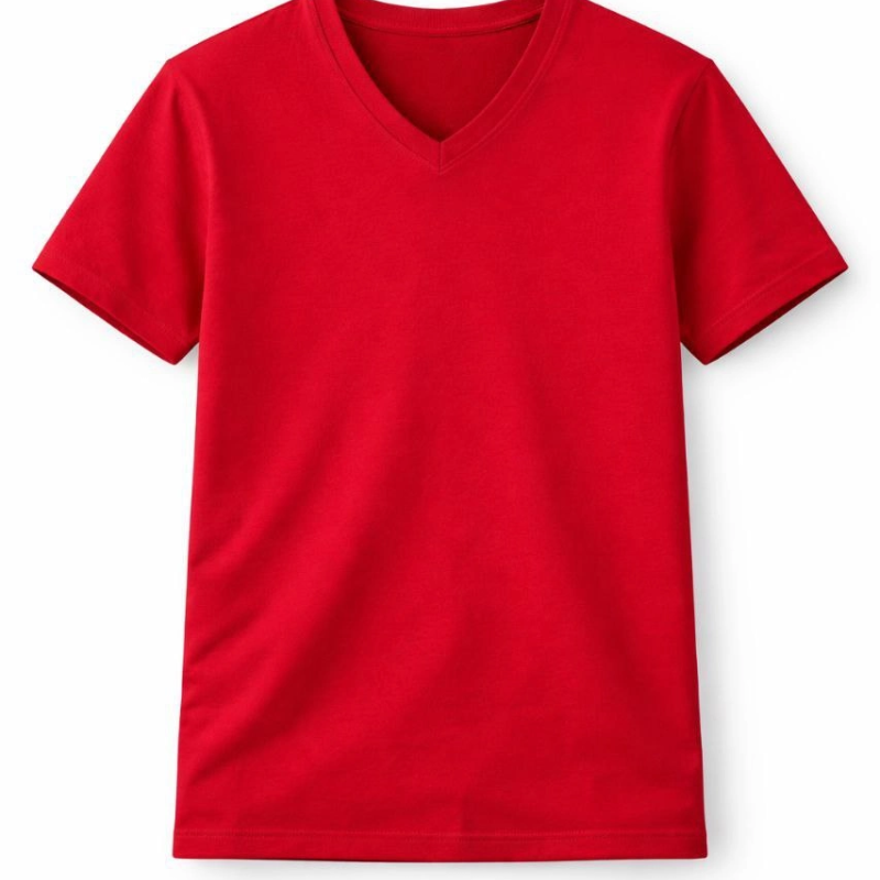 Genç Kız Çocuk V Yaka Tişört Model - Kırmızı