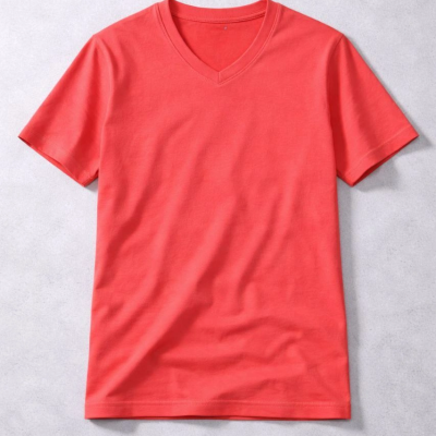 Genç Kız Çocuk V Yaka Tişört Model - Nar Çiçeği