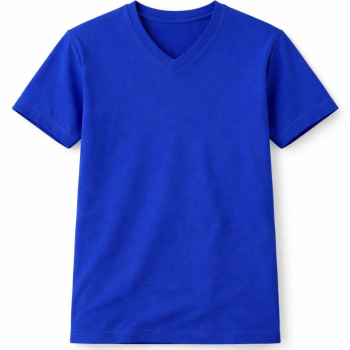 Genç Kız Çocuk V Yaka Tişört Model - Saks Mavisi