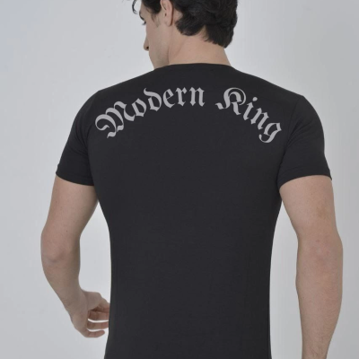 Göğüs File Aksesuarlı T-shirt - Siyah -