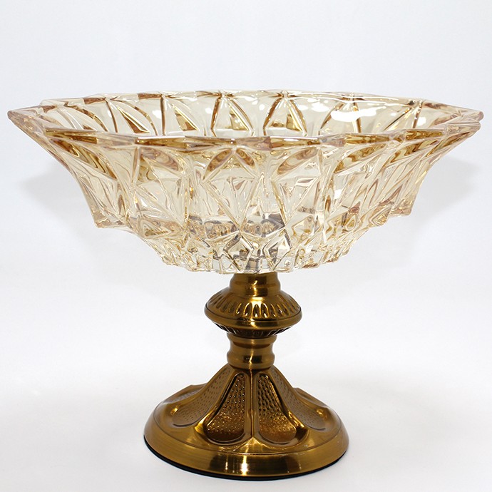 Gold Detaylı Eskitme Ayaklı Dekoratif Cam Sunumluk