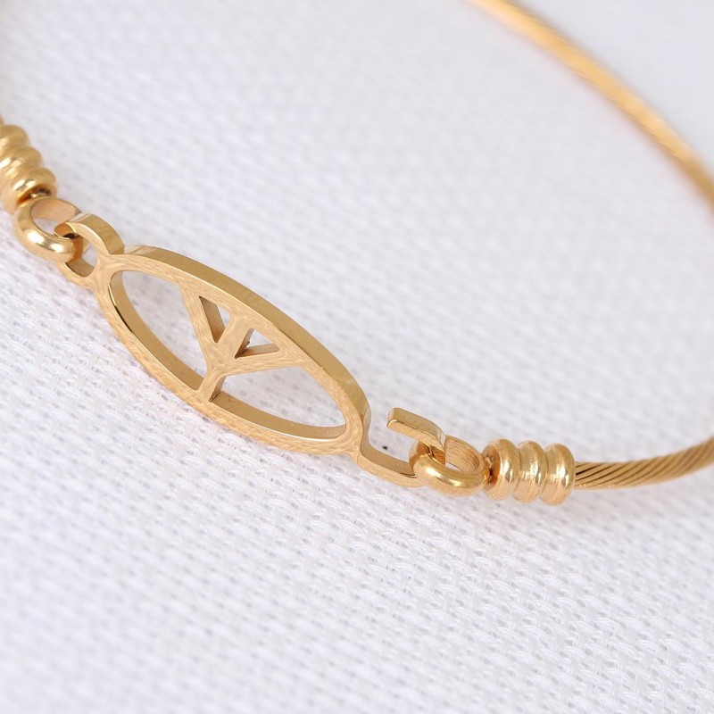 Gold Metal Çelik Figürlü Erkek Kelepçe Bileklik