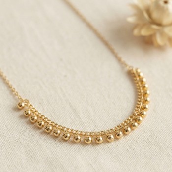 Gold Pirinç Topçuk Model Kadın Kolye