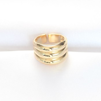 Gold Renk Ayarlanabilir Çizgili Bombe Yüzük