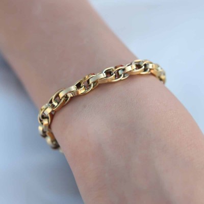 Gold Renk Çelik Zincir Kadın Bileklik