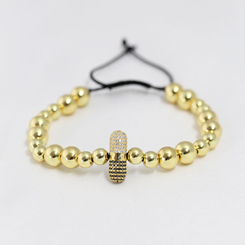 Gold Renk Çelik Zirkon Objeli Asansörlü Bileklik