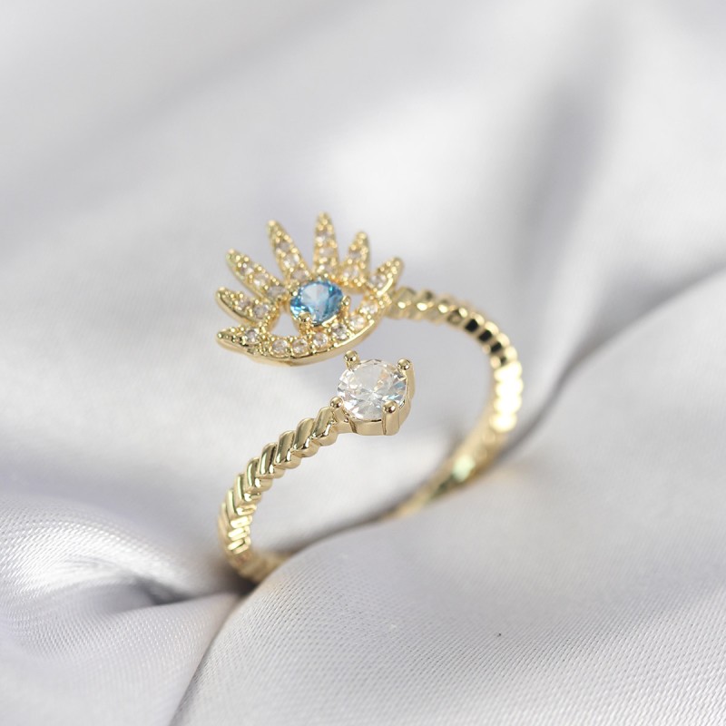 Gold Renk Göz Model Zirkon Taşlı Kadın Yüzük