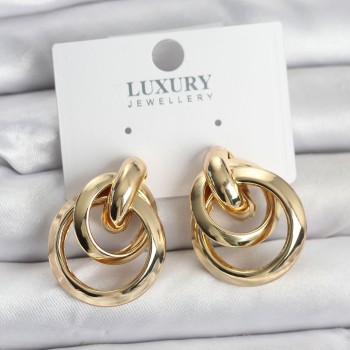 Gold Renk Halka Model Pirinç Kadın Küpe