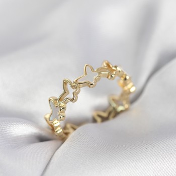 Gold Renk Kelebek Model Pirinç Kadın Yüzük