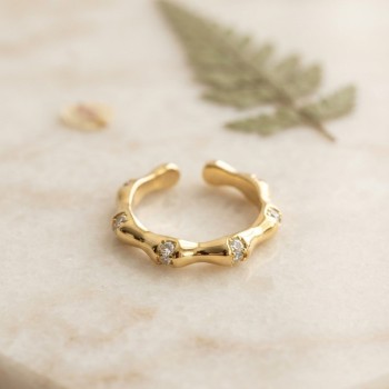 Gold Renk Kemik Model Zirkon Taşlı Kadın Yüzük