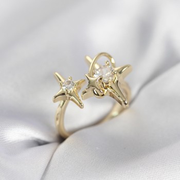 Gold Renk Kutup Yıldızı Model Zirkon Taşlı Kadın Yüzük