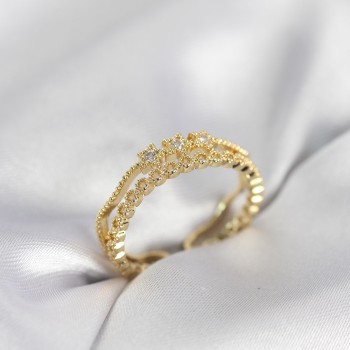 Gold Renk Minimal Yıldızlı Model Kadın Yüzük