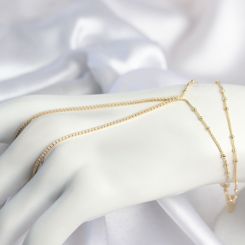 Gold Renk Minimal Zirkon Taşlı Su Yolu Model Şahmeran
