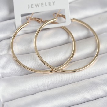 Gold Renk Pirinç Köşeli Kenar Halka 54 mm Kadın Küpe