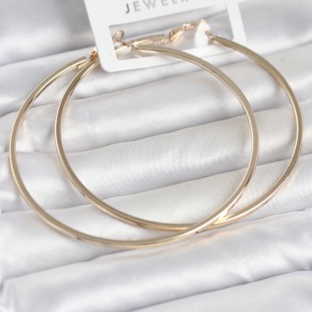 Gold Renk Pirinç Köşeli Kenar Halka 72 mm Kadın Küpe