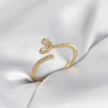 Gold Renk Pirinç Kuyruklu Kalp Model Kadın Yüzük