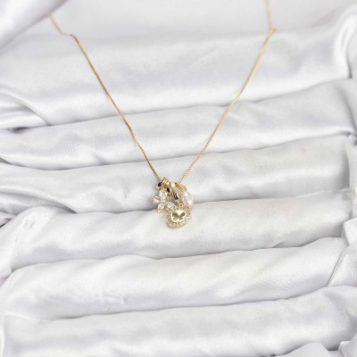 Gold Renk Pirinç Minimal Kelebek Charmlı Kadın Kolye