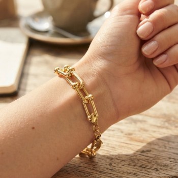 Gold Renk Pirinç Tifani Model Kadın Bileklik