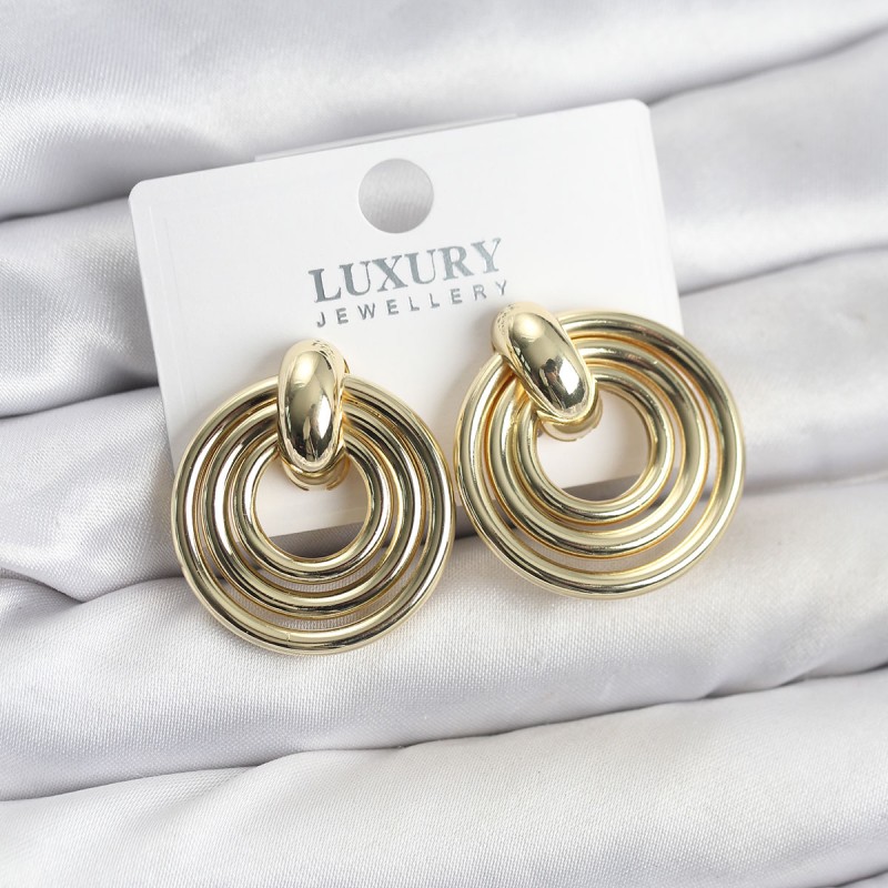 Gold Renk Pirinç Vintage Kadın Küpe