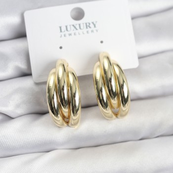 Gold Renk Pirinç Yarım Halka Model Kadın Küpe